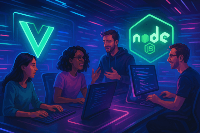 Illustration pour Développeur front-end, Vue.js 2 | Node.js, 10